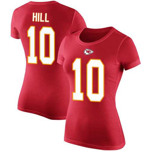 Women Football Kansas City Chiefs #10 Hill Tyreek Red Rush Pride Name and Number T-Shirt